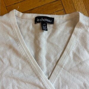 Vintage Le Chateau Cream V-Neck Top y2k wrap 90s